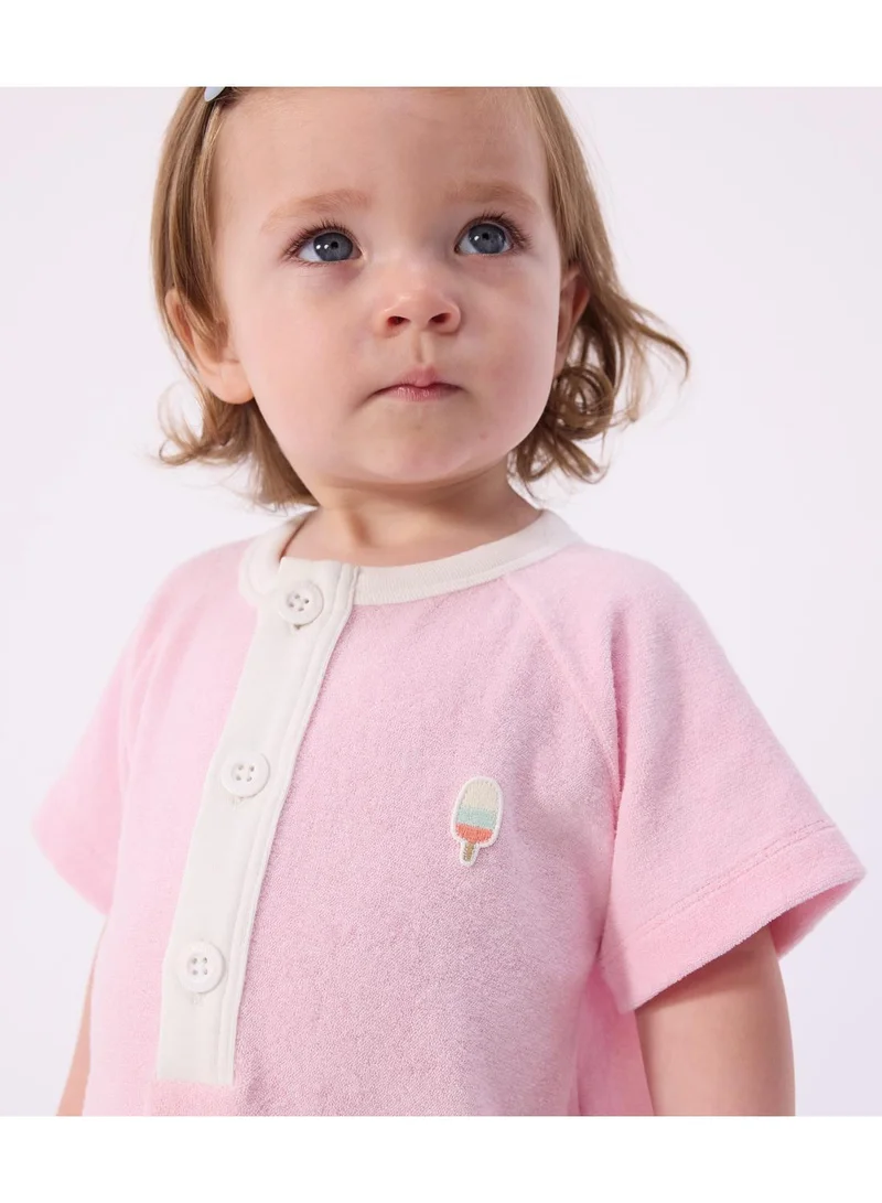 Petit Bateau Babies' short plain cotton jumpsuit